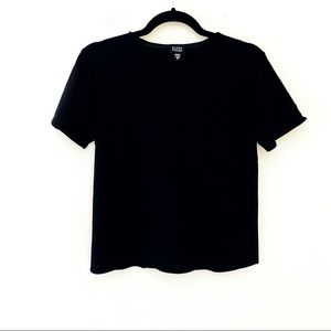 EILEEN FISHER Black Wool Short Sleeve Top